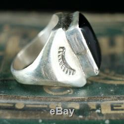 Onyx Ring Vintage Style Silver Native American Jewelry Navajo Large Mens Biker