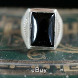 Onyx Ring Vintage Style Silver Native American Jewelry Navajo Large Mens Biker