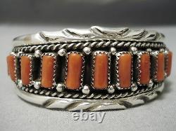 Opulent Vintage Navajo Chunky Red Coral Sterling Silver Bracelet