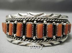 Opulent Vintage Navajo Chunky Red Coral Sterling Silver Bracelet