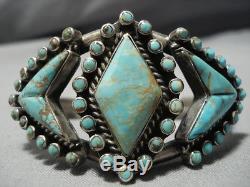 Opulent Vintage Navajo Royston Turquoise Snak Eyes Sterling Silver Cuff Bracelet
