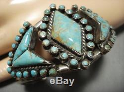 Opulent Vintage Navajo Royston Turquoise Snak Eyes Sterling Silver Cuff Bracelet
