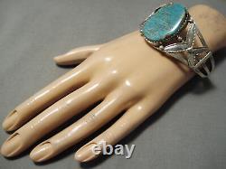 Opulent Vintage Navajo X Flank Royston Turquoise Sterling Silver Bracelet
