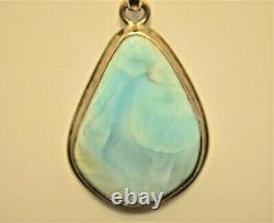 Original Vintage Native American Sterling Silver Necklace Larimar Agate Pendant