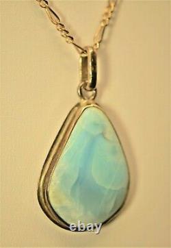 Original Vintage Native American Sterling Silver Necklace Larimar Agate Pendant