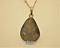 Original Vintage Native American Sterling Silver Necklace Larimar Agate Pendant