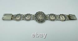 Oscar Alexius Vintage Navajo Sterling Silver Ornate Hand Made Concho Bracelet