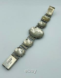 Oscar Alexius Vintage Navajo Sterling Silver Ornate Hand Made Concho Bracelet