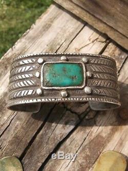 Outstanding early 1900s pounded ingot navajo coin silver cuff bracelet