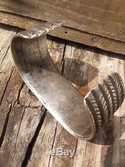 Outstanding early 1900s pounded ingot navajo coin silver cuff bracelet