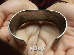 Outstanding early 1900s pounded ingot navajo coin silver cuff bracelet