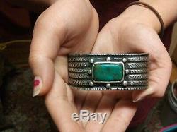 Outstanding early 1900s pounded ingot navajo coin silver cuff bracelet