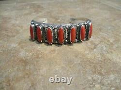 PERFECT GEM Vintage Navajo Sterling Silver MEDITERRANEAN CORAL Design Bracelet