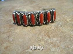 PERFECT GEM Vintage Navajo Sterling Silver MEDITERRANEAN CORAL Design Bracelet