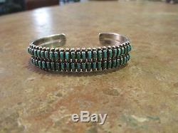 PERFECT Vintage ZUNI Sterling Silver PETIT POINT Turquoise ROW Cuff Bracelet