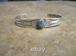 PETITE Older Vintage Navajo Sterling Silver ROYSTON Turquoise Bracelet