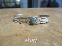 PETITE Older Vintage Navajo Sterling Silver ROYSTON Turquoise Bracelet