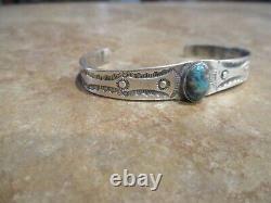 PETITE Older Vintage Navajo Sterling Silver ROYSTON Turquoise Bracelet