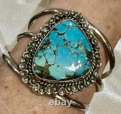 PREMIUM Vintage MORENCI TURQUOISE Sterling Silver PYRITE NAVAJO Signed BRACELET