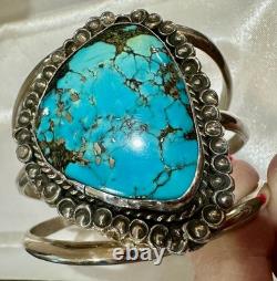 PREMIUM Vintage MORENCI TURQUOISE Sterling Silver PYRITE NAVAJO Signed BRACELET