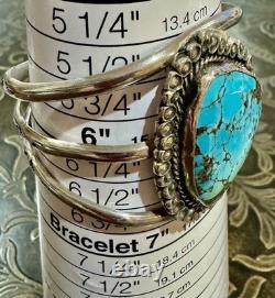 PREMIUM Vintage MORENCI TURQUOISE Sterling Silver PYRITE NAVAJO Signed BRACELET