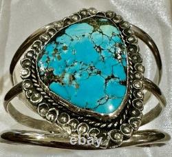 PREMIUM Vintage MORENCI TURQUOISE Sterling Silver PYRITE NAVAJO Signed BRACELET
