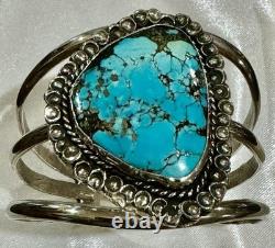 PREMIUM Vintage MORENCI TURQUOISE Sterling Silver PYRITE NAVAJO Signed BRACELET