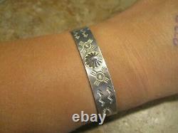 PRISTINE Older Vintage Navajo Sterling FRED HARVEY Stamped Design Bracelet