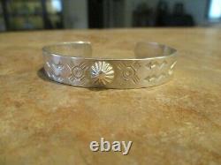 PRISTINE Older Vintage Navajo Sterling FRED HARVEY Stamped Design Bracelet