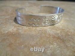 PRISTINE Older Vintage Navajo Sterling FRED HARVEY Stamped Design Bracelet