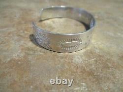 PRISTINE Older Vintage Navajo Sterling FRED HARVEY Stamped Design Bracelet