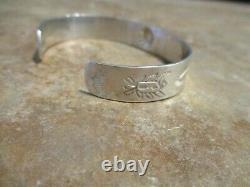 PRISTINE Older Vintage Navajo Sterling FRED HARVEY Stamped Design Bracelet