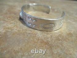 PRISTINE Older Vintage Navajo Sterling FRED HARVEY Stamped Design Bracelet