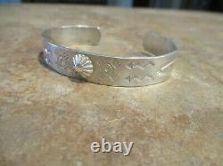 PRISTINE Older Vintage Navajo Sterling FRED HARVEY Stamped Design Bracelet