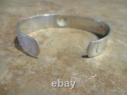 PRISTINE Older Vintage Navajo Sterling FRED HARVEY Stamped Design Bracelet