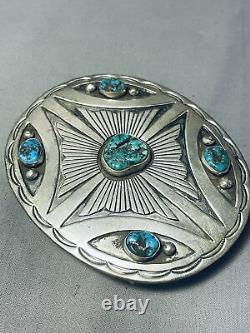 Peters Family Vintage Navajo Turquoise Sterling Silver Buckle Old