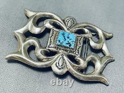 Phenomenal Vintage Navajo Sleeping Beauty Turquoise Sterling Silver Buckle