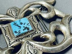 Phenomenal Vintage Navajo Sleeping Beauty Turquoise Sterling Silver Buckle