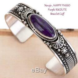 Purple Sugilite Bracelet Sterling Silver Natural HAPPY PIASSO Navajo Stacker