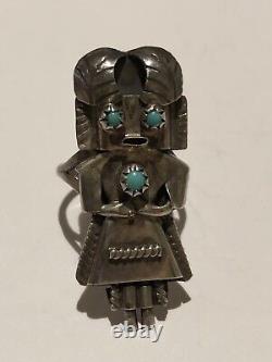 Quality Early Kachina! Vintage Navajo Snake Eyes Turquoise Sterling Silver Ring