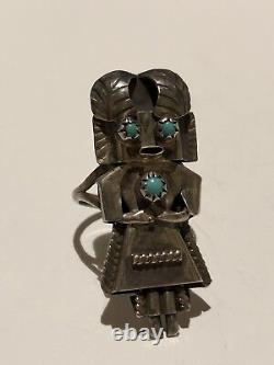 Quality Early Kachina! Vintage Navajo Snake Eyes Turquoise Sterling Silver Ring
