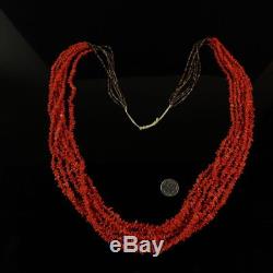 Quality Natural Red Coral bead SIX strand necklace vintage Navajo old pawn