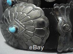 Quality Vintage Navajo Sterling Silver Turquoise Concho Belt Old Pawn