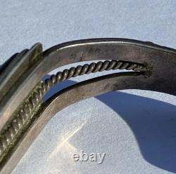 RARE Harvey Era Whirling Logs Stamp Cuff Square Bezel Royston Turquoise