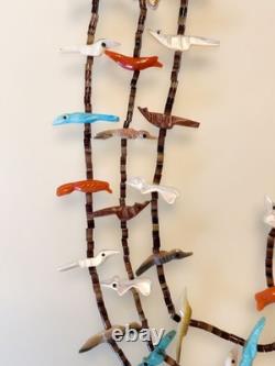 RARE Native American 27 Vintage Three Strand Animal Fetish Heishi Bead Necklace