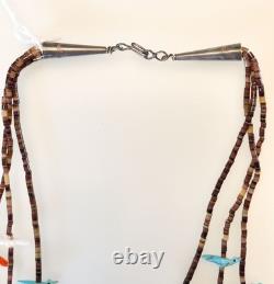 RARE Native American 27 Vintage Three Strand Animal Fetish Heishi Bead Necklace