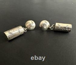 RARE Vintage Whirling Logs Navajo Sterling Silver Post Dangle Earrings #243