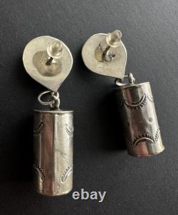 RARE Vintage Whirling Logs Navajo Sterling Silver Post Dangle Earrings #243