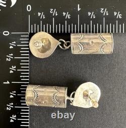 RARE Vintage Whirling Logs Navajo Sterling Silver Post Dangle Earrings #243