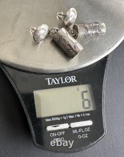 RARE Vintage Whirling Logs Navajo Sterling Silver Post Dangle Earrings #243